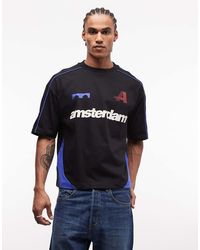 ASOS - Boxy Oversized T-shirt With Cut And Sew Paneling And Sports Graphics - Lyst