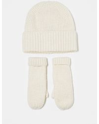 Pieces - – 2er-pack geschenk-set aus strickmütze und fäustlingen - Lyst