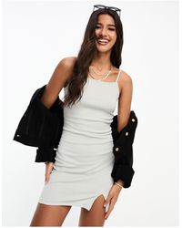 Pieces - Ribbed Cami Mini Dress With Thigh Split - Lyst