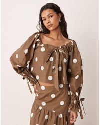 Glamorous - Round Neck Slouchy Blouse With Ties - Lyst