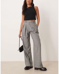 ASOS - – elegante hose mit weitem bein, gitterkaromuster und bundfalten - Lyst