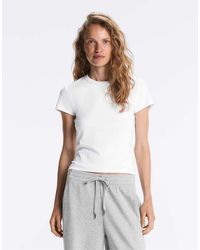 Oysho - Fitted Rib Cotton Blend T-shirt - Lyst