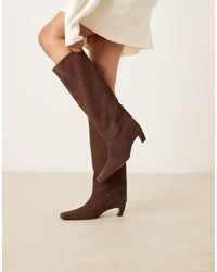 ASOS - – candace – hochwertige, kniehohe stiefel zum hineinschlüpfen aus wildleder - Lyst
