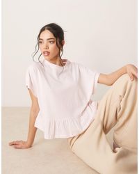 ASOS - Boxy Short Sleeve Linen Look Peplum T-Shirt - Lyst