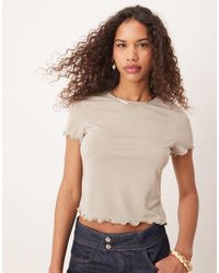 ASOS - Modal Lettuce Hem Baby Tee-grey - Lyst