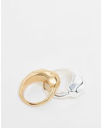 TOPSHOP - Rooni Pack Of 2 Thick Molten Rings - Lyst