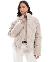 Miss Selfridge - Oversized Quilted Funnel Neck Crop Puffer Jacket - Lyst