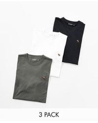 Abercrombie & Fitch - Confezione Da 3 T-Shirt A Maniche Lunghe Nera, Marrone E Bianca Con Logo Iconico - Lyst