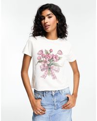 ASOS - Baby Tee With Flower And Bow Graphic On - Lyst