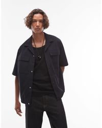 TOPMAN - Premium Utility Button Down Jersey Shirt With Snaps - Lyst