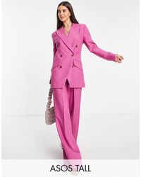 ASOS Asos Design Tall Slim Strong Shoulder Cross Hatch Suit - Pink