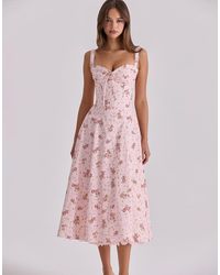 House Of Cb - Rosalee Vintage Rose Floral Print Midi Dress - Lyst