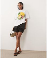 ASOS - T-Shirt Oversize Bianca Con Stampa Di Riso Appiccicoso Di Mango - Lyst