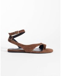 Mango - Sandales plates en daim - Lyst