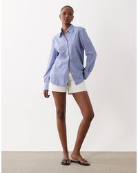 Mango - Klassiek Overhemd Met Blauwe Krijtstreep - Lyst