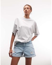 Noisy May - Ripped Denim Mom Shorts - Lyst