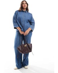 ONLY - 3/4 Sleeve Denim Shirt - Lyst