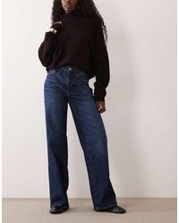 Vila - Freya Jeans A Vita Alta A Gamba Larga Lavaggio Denim Scuro - Lyst