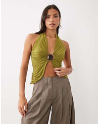 ASOS - Top Scollato Con Dettaglio Hardware - Lyst