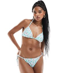 New Look - Bikinibroekje Met Fijne Bloemenprint - Lyst