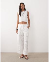 Mango - Lisboa 100% Cotton Textured Straight Trouser Co-ord - Lyst