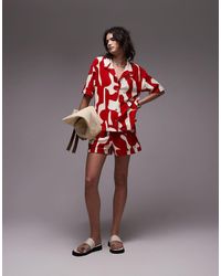 TOPSHOP - Short Van Badstof Met Abstracte Print - Lyst
