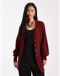 ASOS - V Neck Longline Cardigan With Waist Detail - Lyst