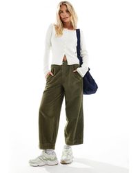 ASOS - Asos design petite - pantalon bouffant en velours gaufré - kaki - Lyst