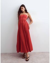 ARRANGE - Heavyweight Cotton Look Seam Detailing Strapless Maxi Dress - Lyst