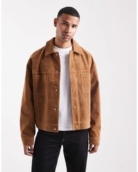ASOS - – harrington-jacke aus wildlederimitat - Lyst