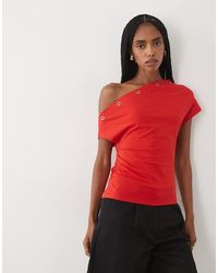 ASOS - Polyamide Eyelet Detail Off The Shoulder Top - Lyst