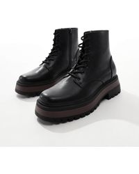 ASOS - – e arbeiter-schnürstiefel mit dicker sohle - Lyst