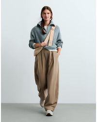 Oysho - Marled Knit Jumper With Half Zip - Lyst