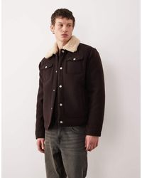 ASOS - Relaxed Wool-look Harrington Jacket With Borg Lining - Lyst