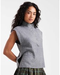 ONLY - Débardeur sans manches en maille à col zippé - Lyst