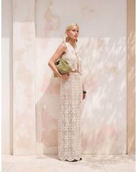 4th & Reckless - Cotton Rich Crochet Floral Scallop Edge Beach Maxi Skirt Co-ord - Lyst