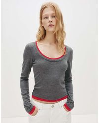 Pull&Bear - T-Shirt Grigia Doppio Strato Con Maniche Lunghe - Lyst