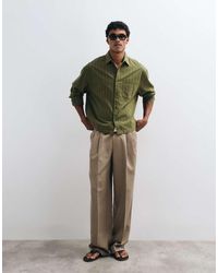 ASOS - Boxy Oversized Linen Look Stripe Shirt With Chest Pocket - Lyst