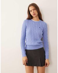 Polo Ralph Lauren - Julianna Icon Logo Cotton Cable Knit Jumper - Lyst