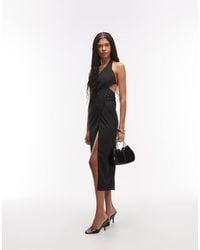 ASOS - Tailored Halterneck Midi Dress With Open Back - Lyst