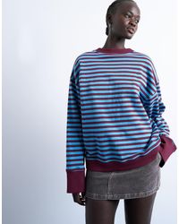 TOPSHOP - Stripe Oversized Deep Cuff Sweat - Lyst