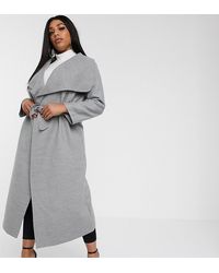 Boohoo Серое Пальто Макси С Каскадной Драпировкой - Серый