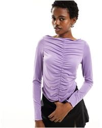 Monki - Ruched Front Long Sleeve Top - Lyst