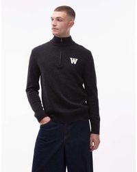 DOUBLE A by WOOD WOOD - 100% Wool Quarter-zip Knitted Jumper With Logo Detail - Lyst