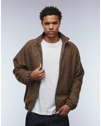 ASOS - Blouson harrington aspect laine à carreaux - marron - Lyst