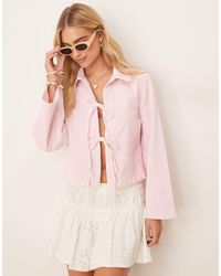 Gina Tricot - Chemise en jean nouée à l'avant à manches amples - Lyst