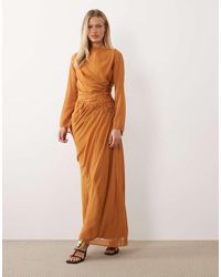 ASOS - Chiffon Maxi Dress With 3d Embroidered Flower Hip Detail - Lyst