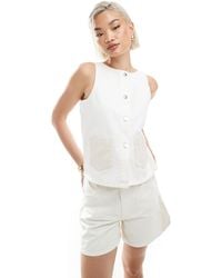 ASOS - – jeans-tanktop mit durchgehender knopfleiste und kontrasttaschen, kombiteil - Lyst