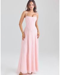 House Of Cb - Esme Blush Chiffon Maxi Dress - Lyst