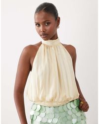 Missy Empire - Satin High Neck Bubble Hem Top - Lyst